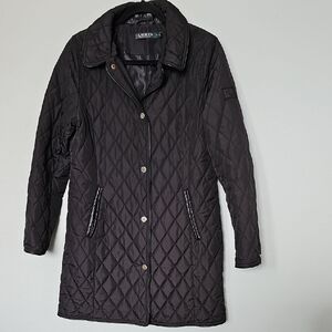 Lauren Ralph Lauren Black Quilted jacket with faux leather trim Medium